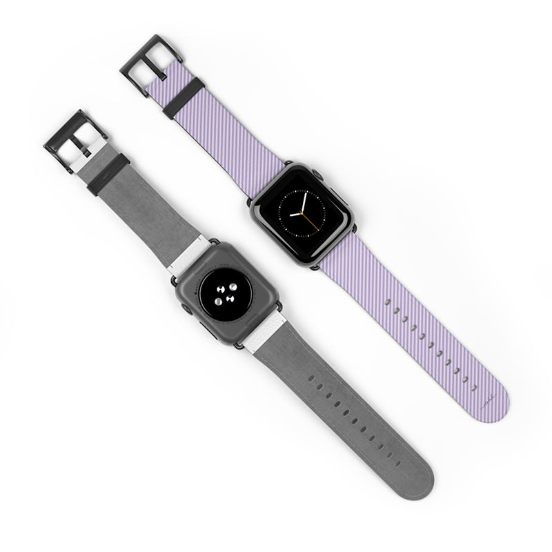 Lilac & Cream Striped Diagonal Smartwatch Strap by etchd, view 10