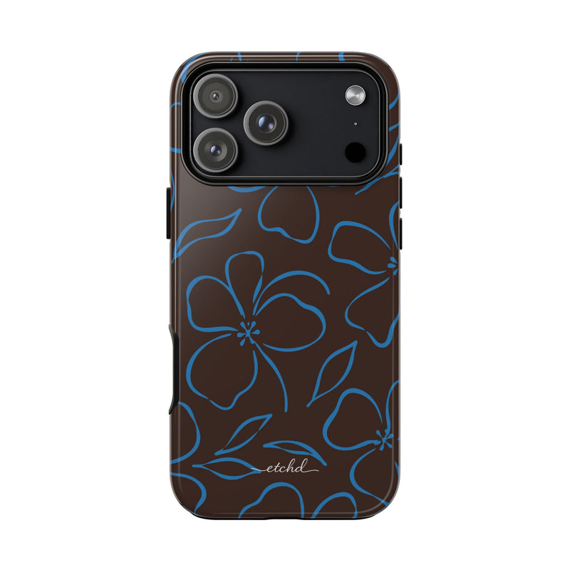 Espresso & Cerulean Floral Phone Case by etchd, view 59