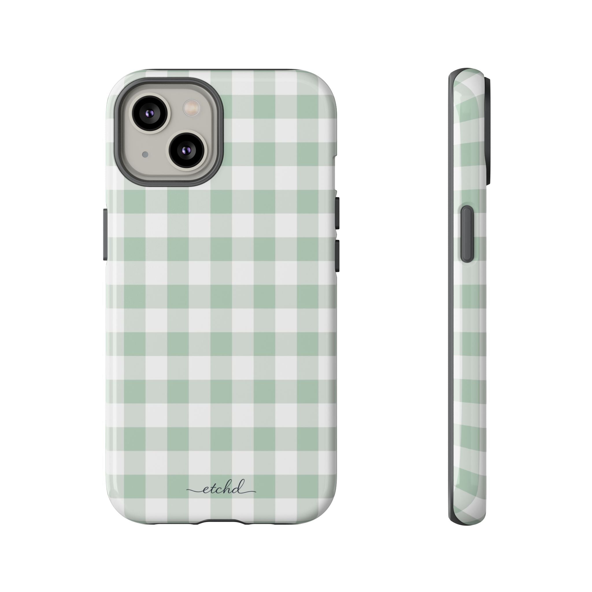 Sage Gingham Phone Case by etchd, view 2