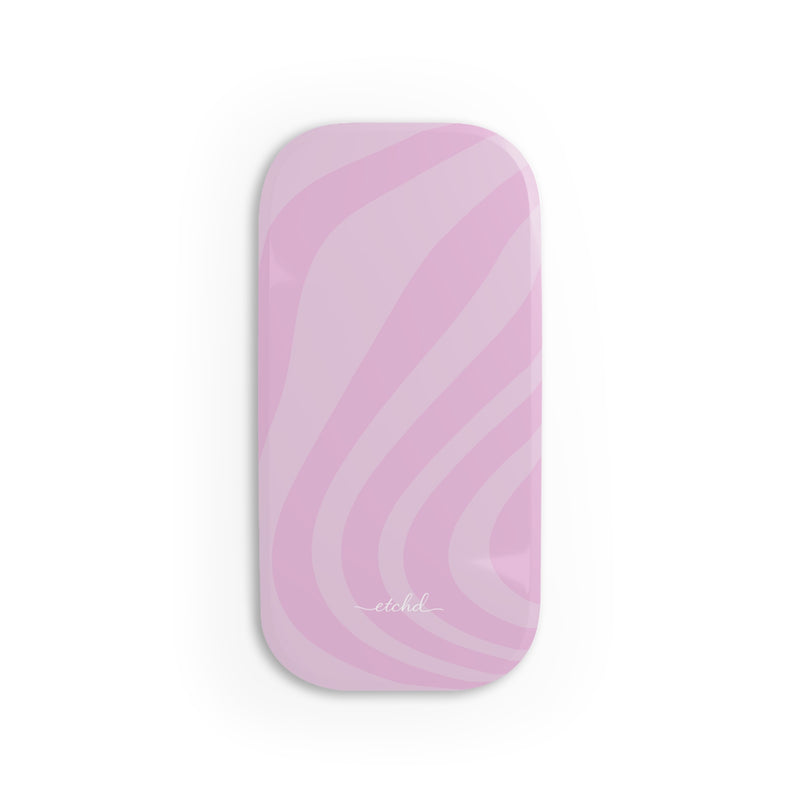 Pink Curved Lines Click-On Phone Grip by etchd