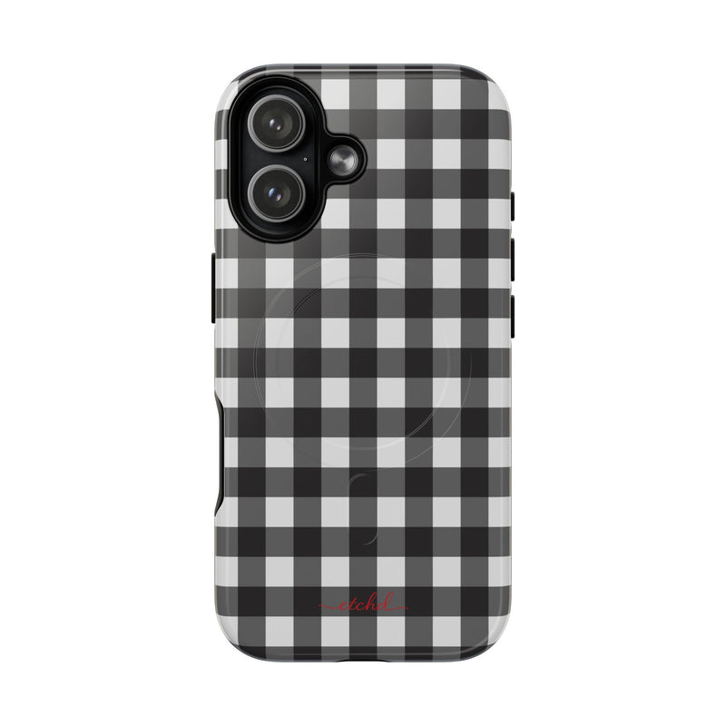 Black & White Gingham Magnetic Phone Case by etchd, view 25