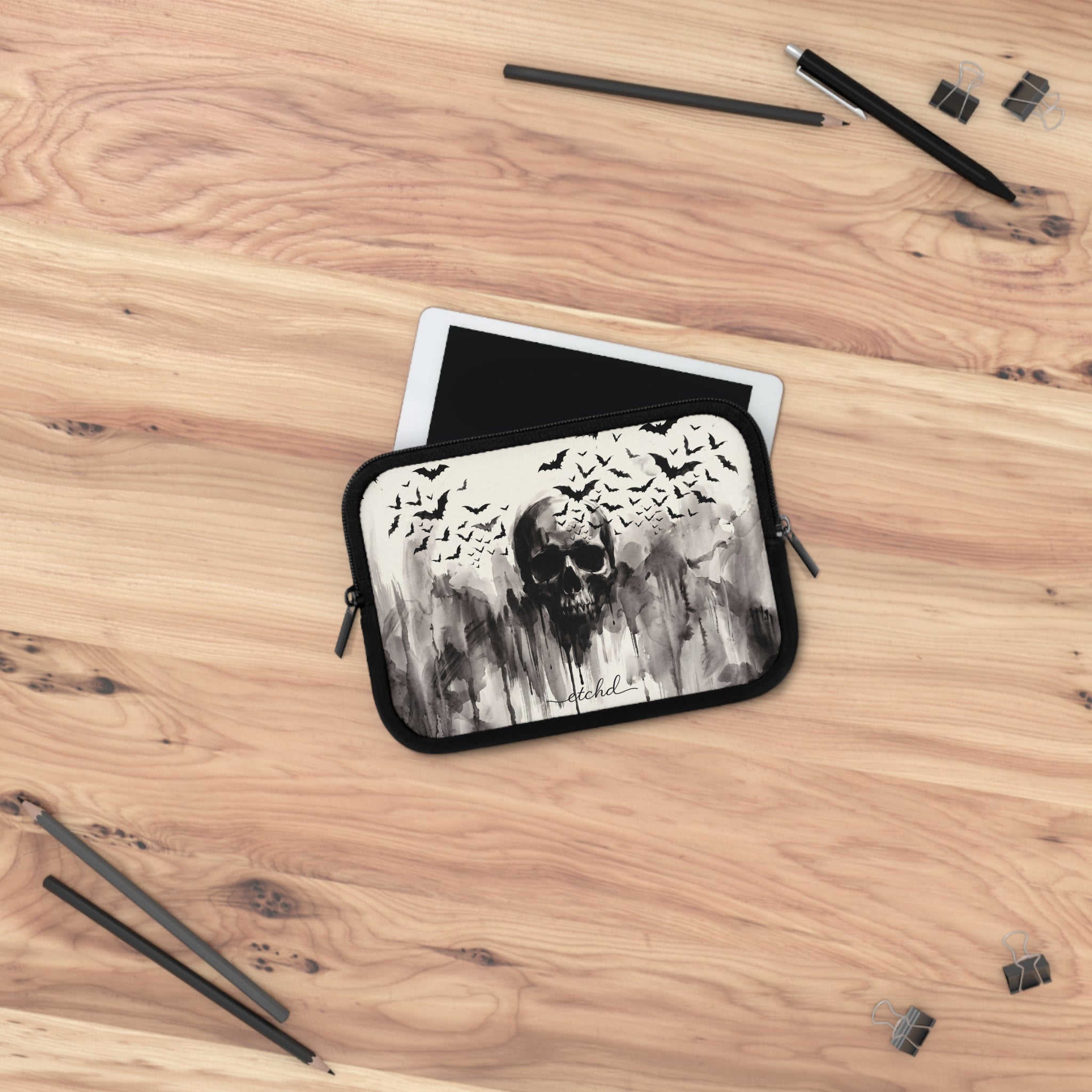 Ink Skull Laptop Sleeve by etchd, view 14