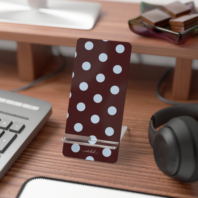 Cherry & Blue Polka Dot Phone Stand by etchd, view 3