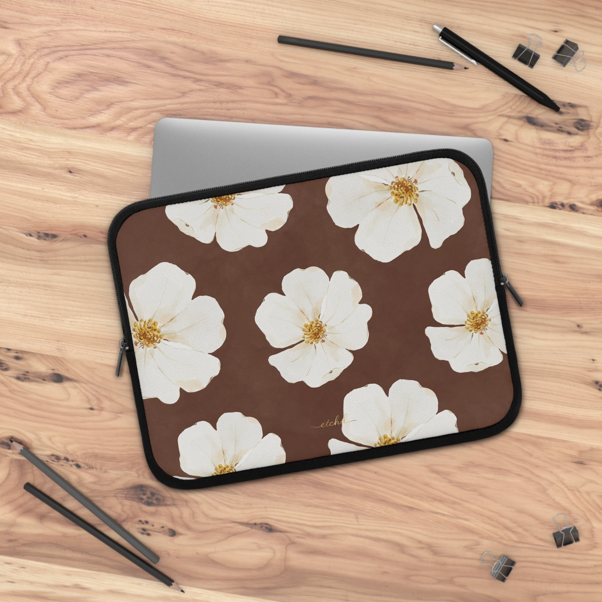 Mocha Blossom Laptop Sleeve by etchd, view 5