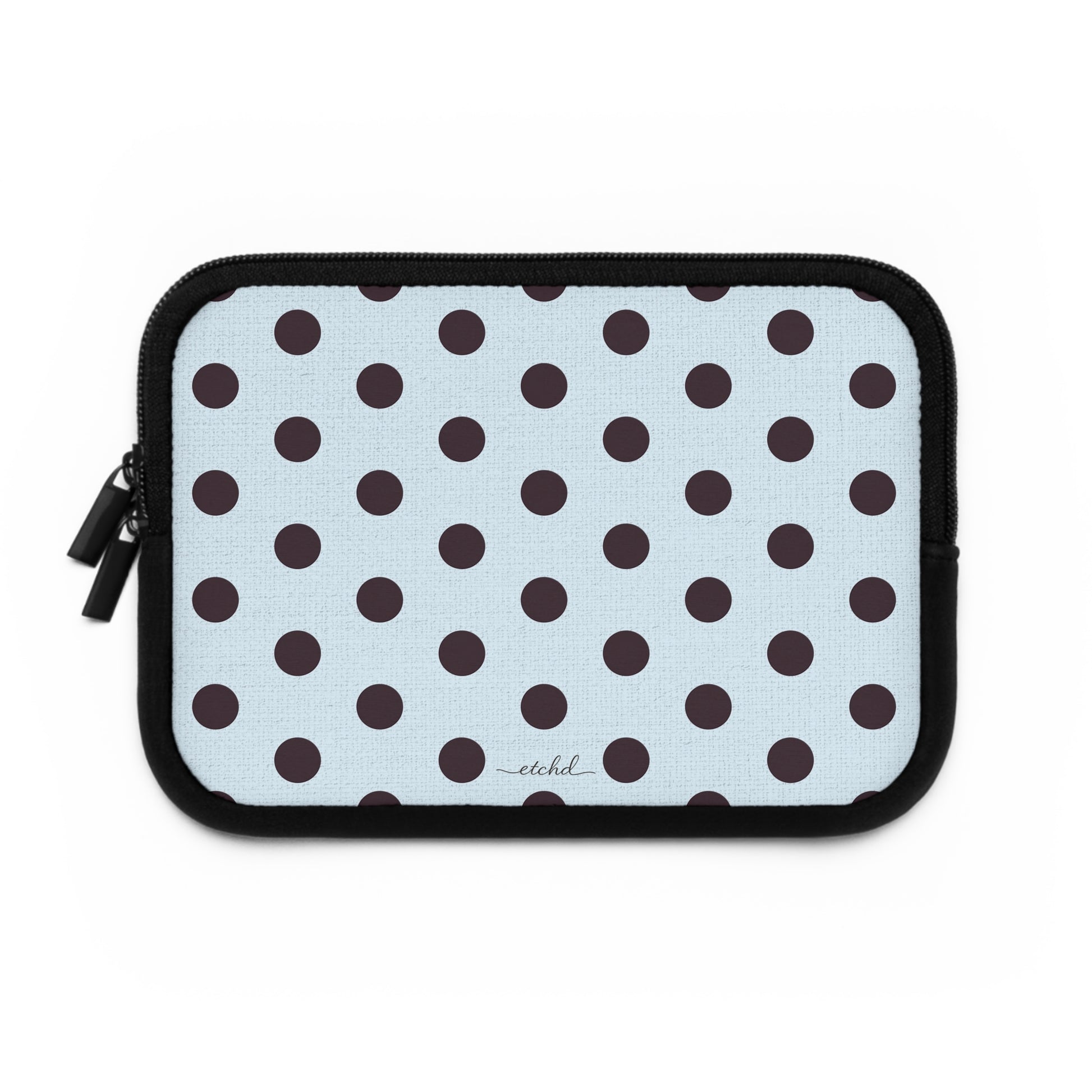 Plum And Blue Polka Dot Laptop Sleeve by etchd, view 2