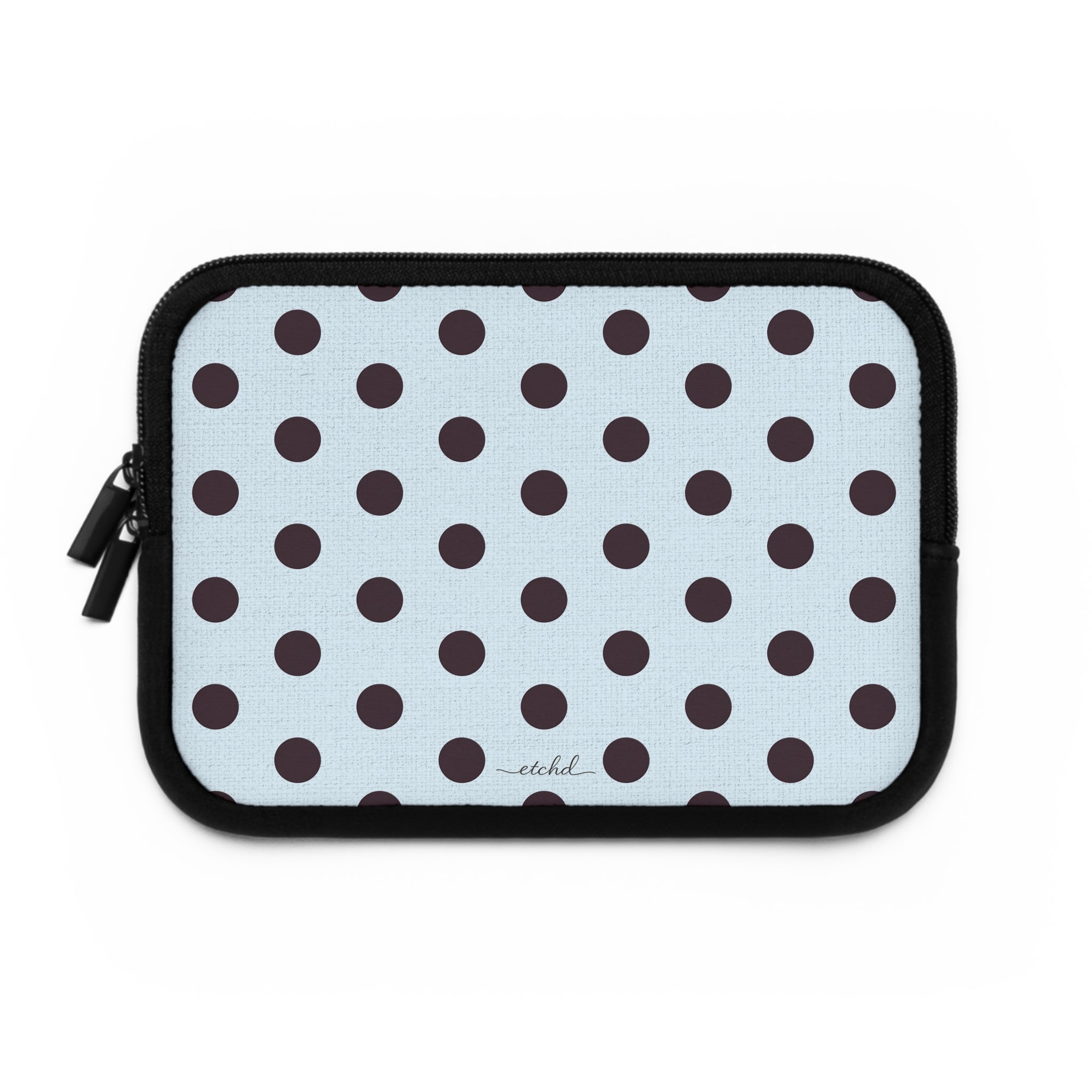 Plum And Blue Polka Dot Laptop Sleeve by etchd, view 2