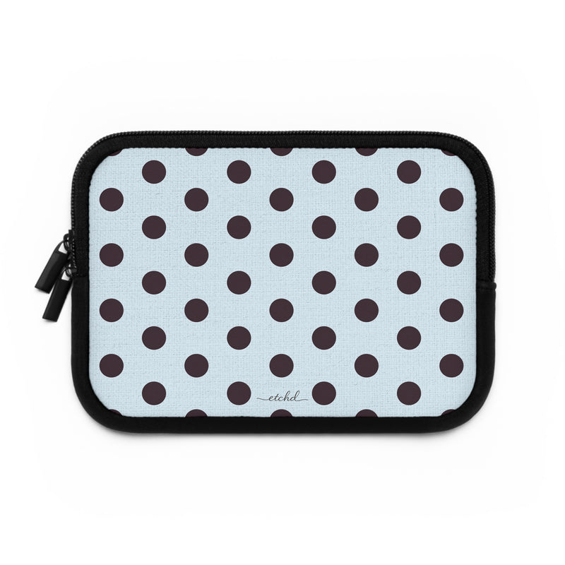 Plum And Blue Polka Dot Laptop Sleeve by etchd, view 2