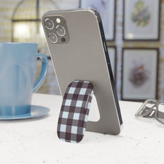 Blue & Plum Gingham Agarre clipsable para móvil de etchd, vista 3