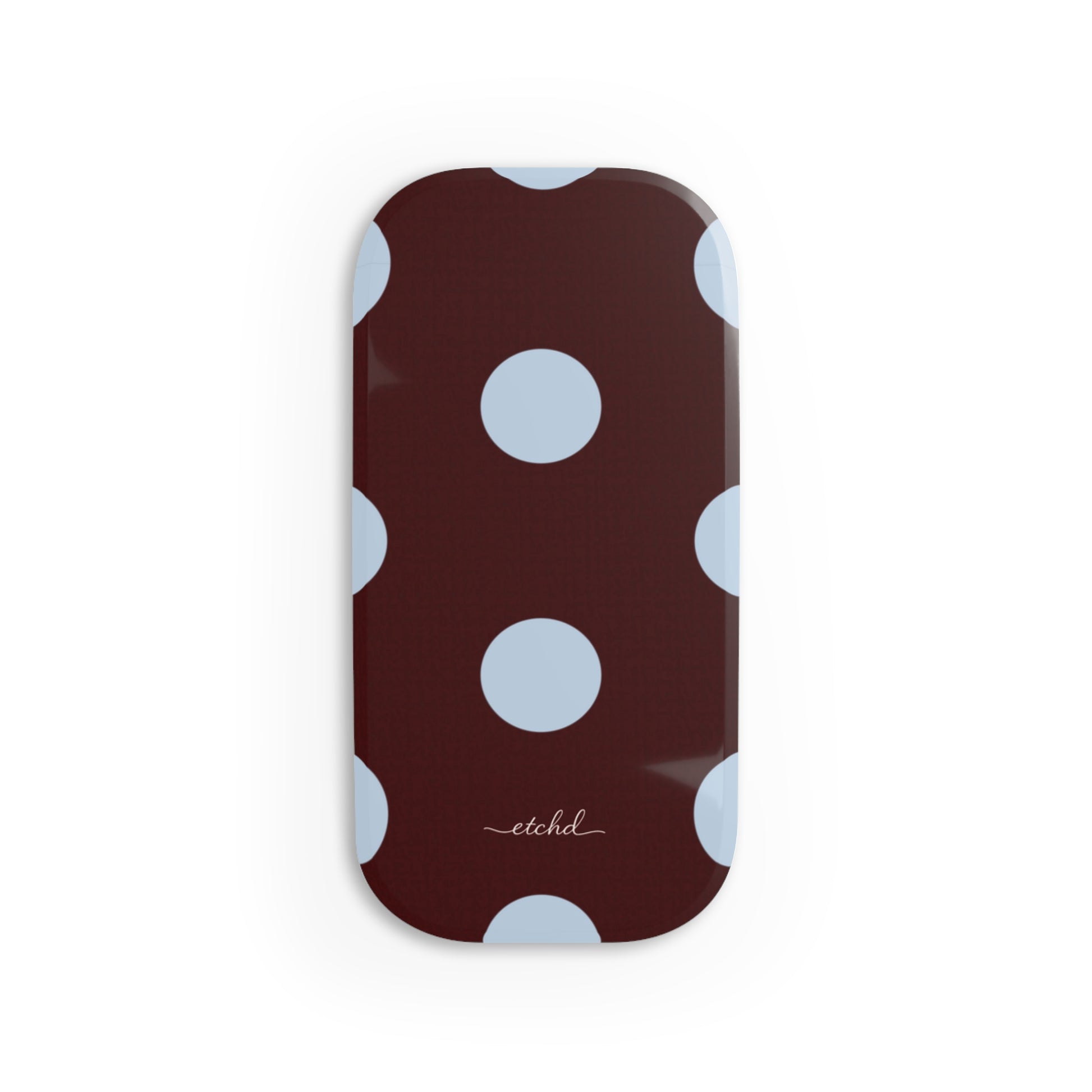 Cherry & Blue Polka Dot Click-On Phone Grip by etchd