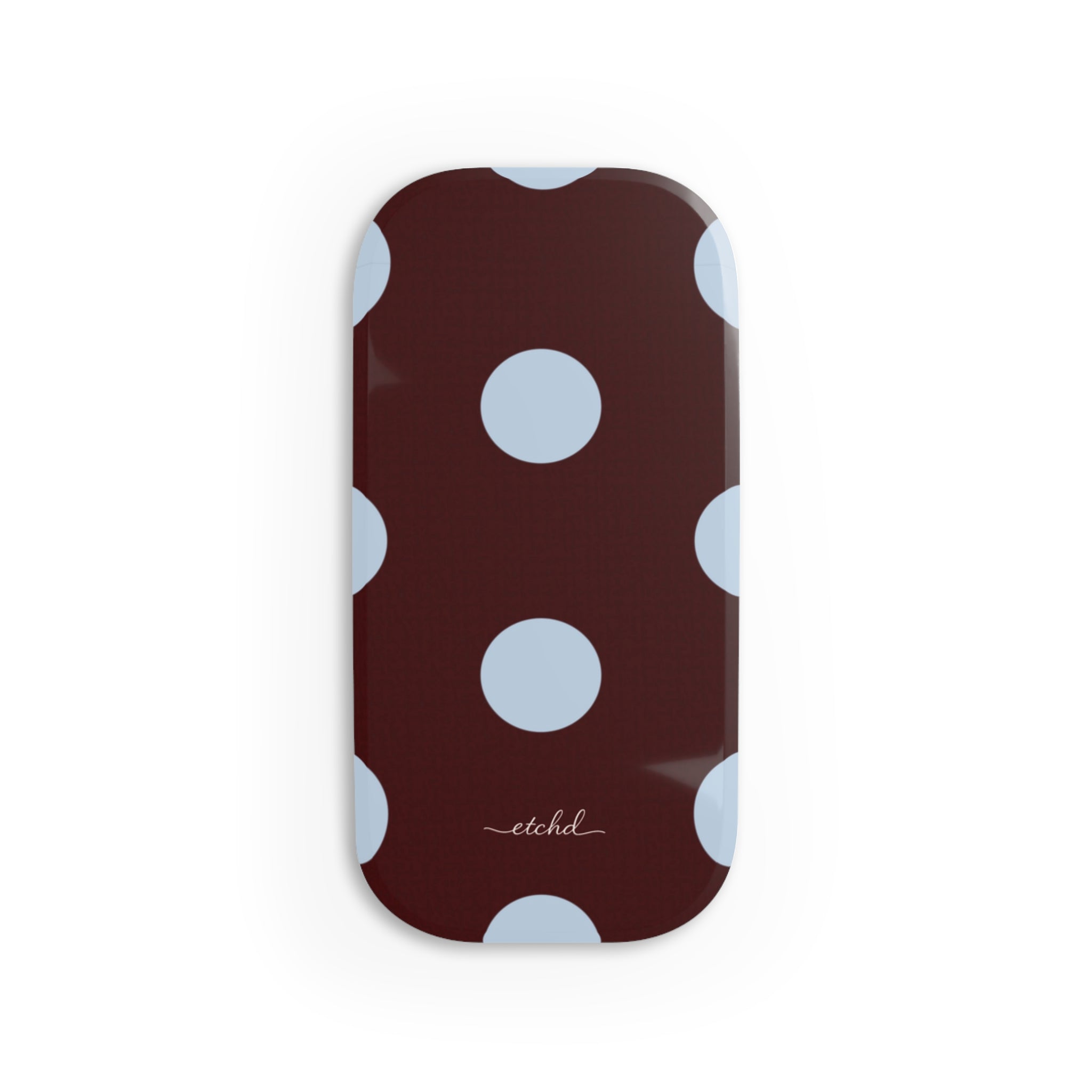 Cherry & Blue Polka Dot Click-On Phone Grip by etchd