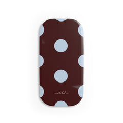 Cherry & Blue Polka Dot Click-On Phone Grip by etchd