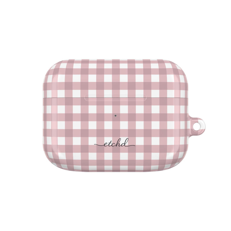 Pink & White Gingham AirPod Case by etchd