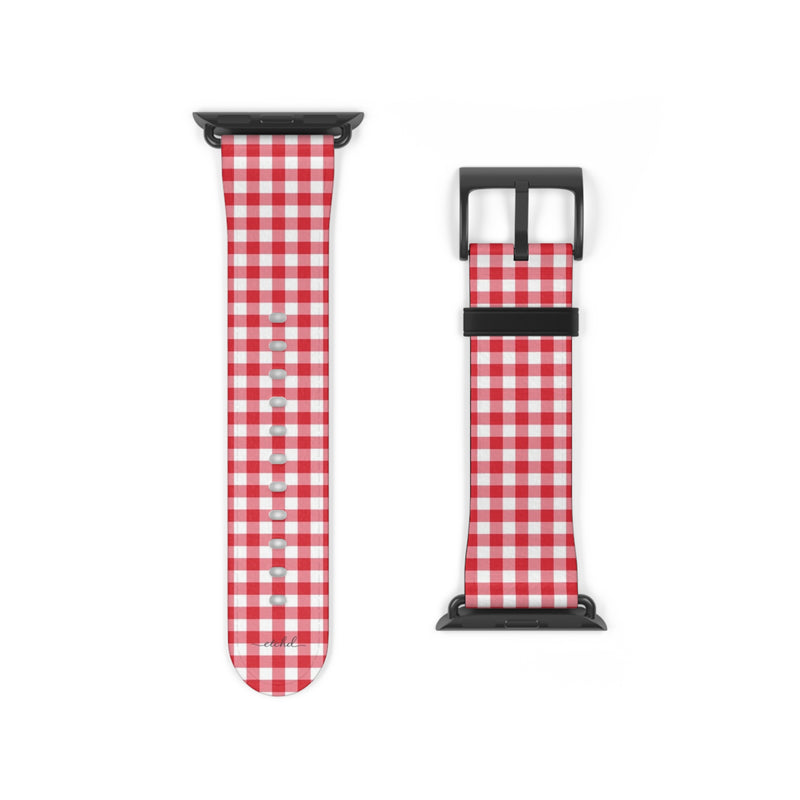 Cherry & White Gingham Smartwatch Strap by etchd, view 9