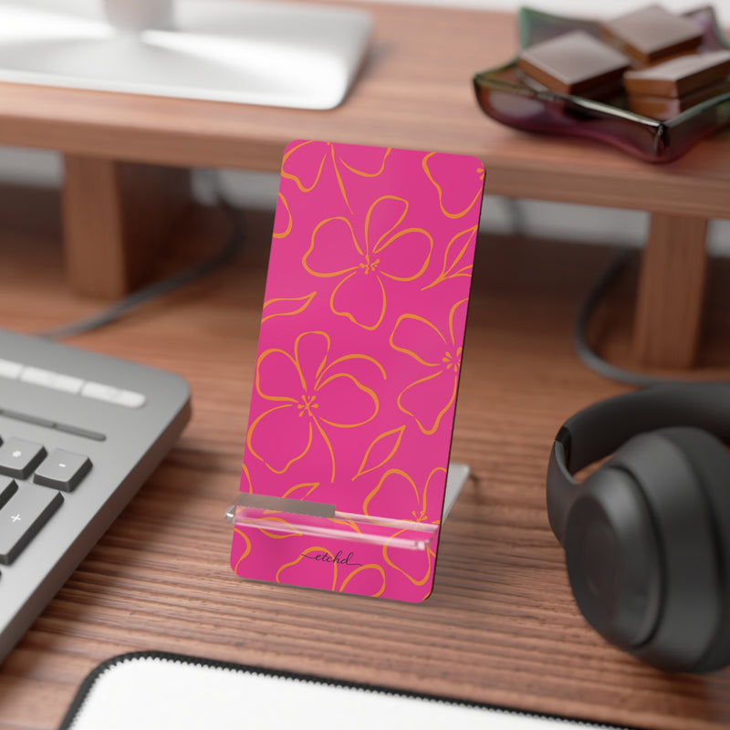 Pink & Orange Floral Supporto per telefono di etchd, vista 3
