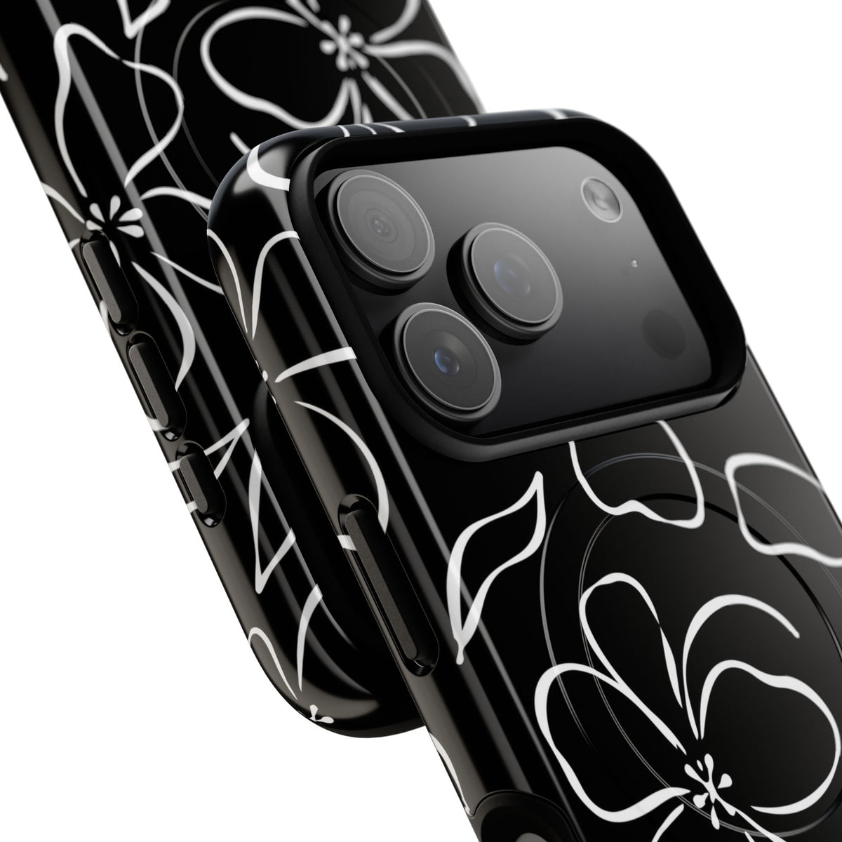 Black & White Floral Magnetic Phone Case by etchd, view 99