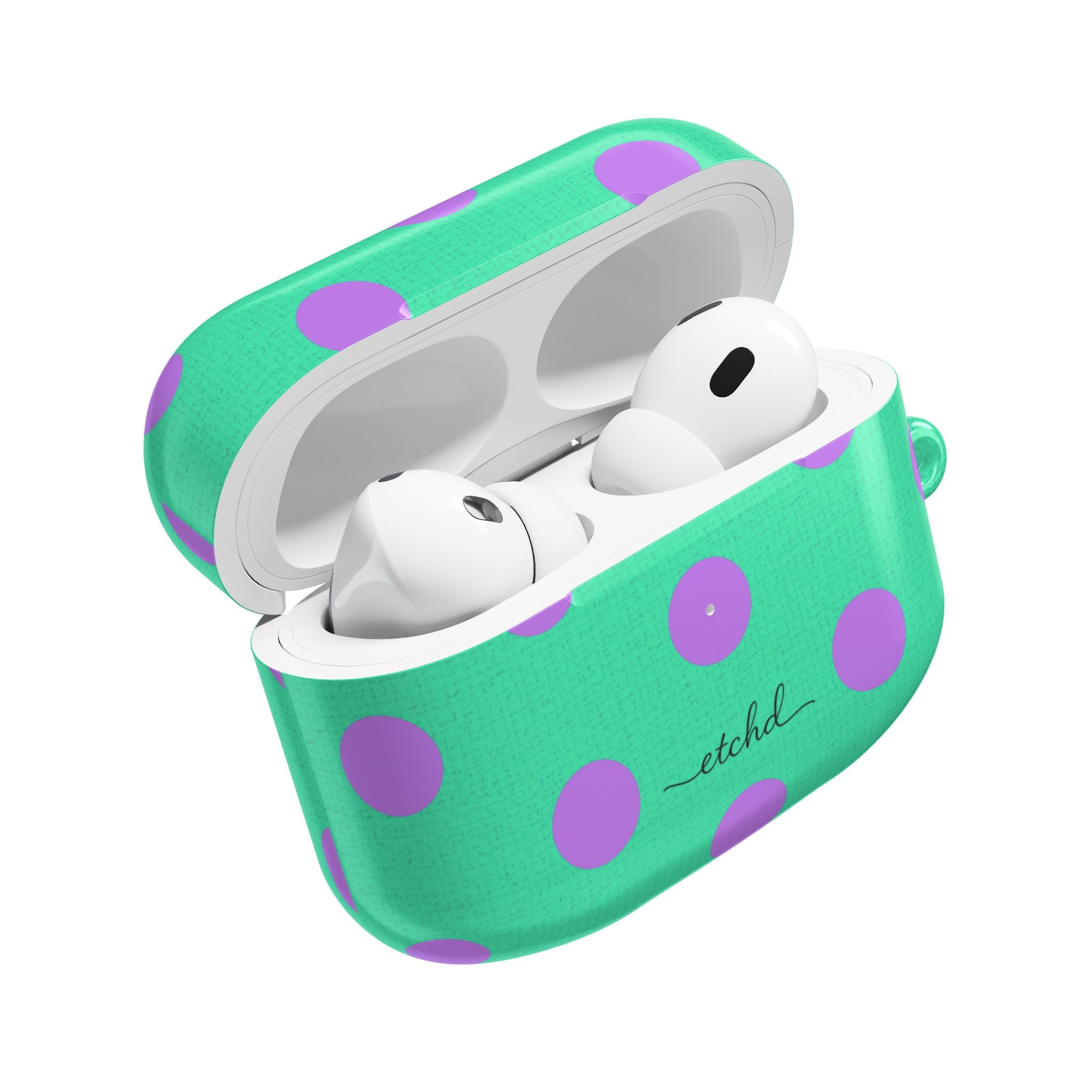Lilac & Hypermint Polka Dot AirPod Case by etchd, view 9