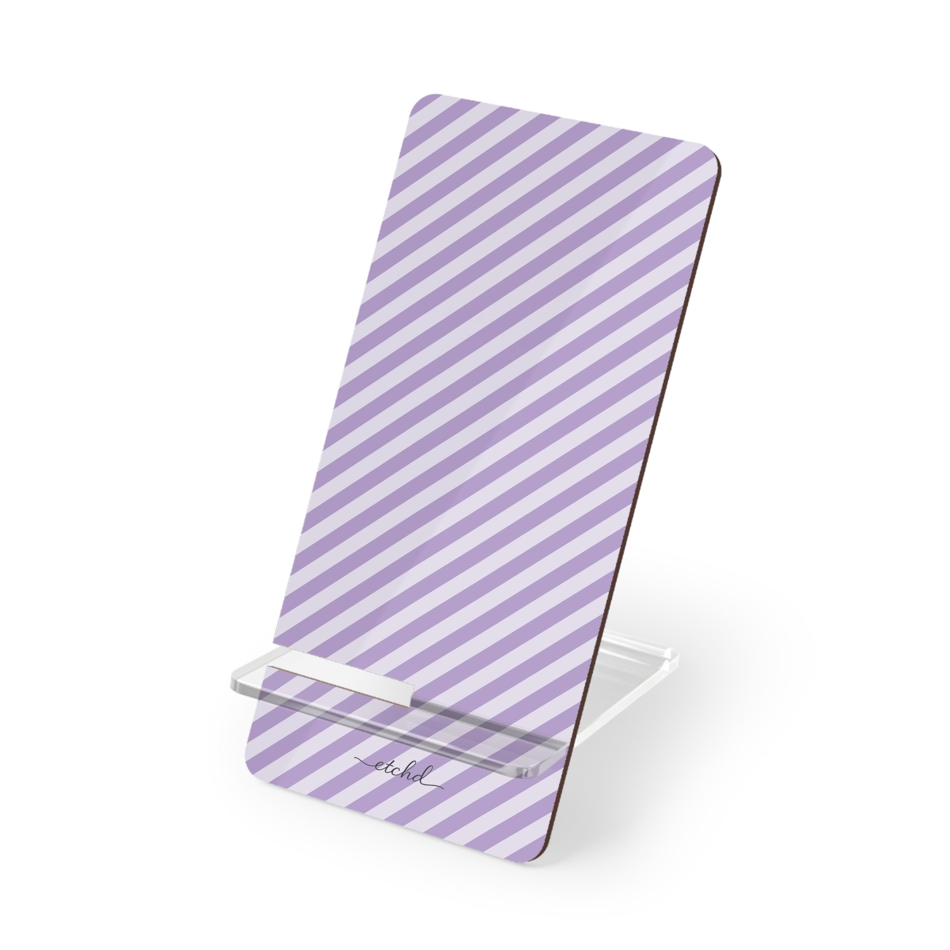 Lilac & Cream Striped Diagonal Soporte para móvil de etchd