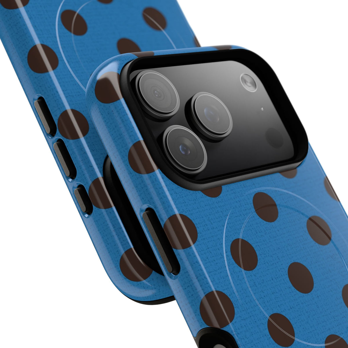 Espresso & Cerulean Polka Dot Magnetic Phone Case by etchd, view 99