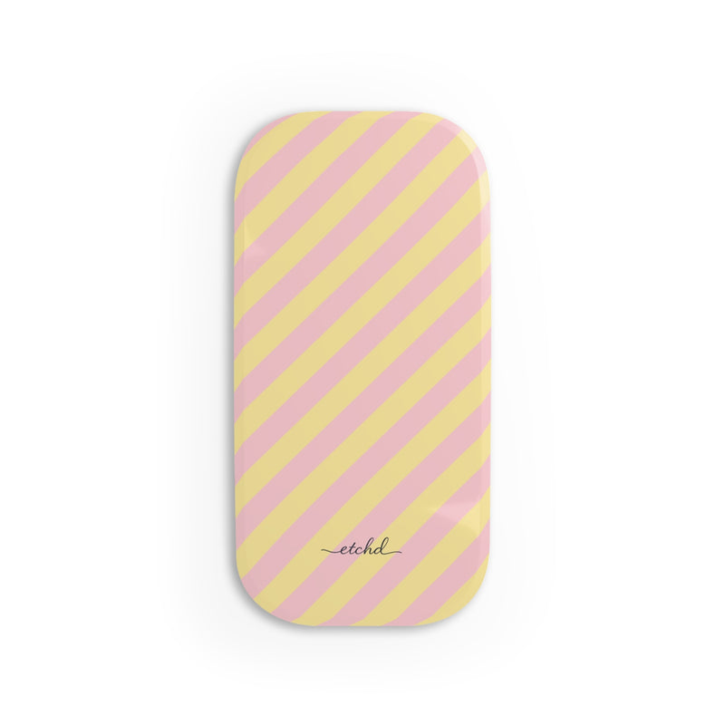 Pink And Butter Diagonal Click-On Phone Grip by etchd