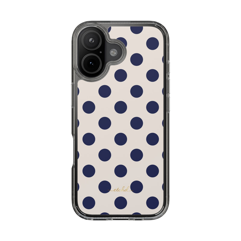 Navy & Cream Polka Dot Clear Phone Case-zoom-