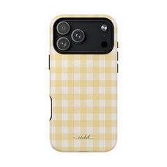Butter & White Gingham Magnetic Phone Case by etchd, view 31