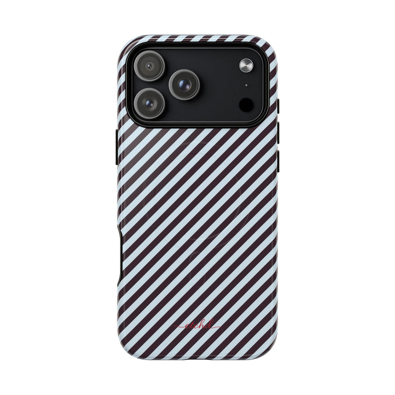 Plum & Blue Striped Diagonal Magnetic Phone Case by etchd, view 31