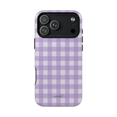 Lilac & Cream Gingham Magnetic Phone Case by etchd, view 31