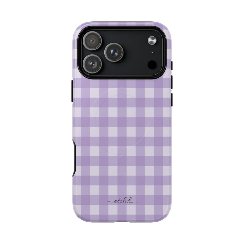 Lilac & Cream Gingham Magnetic Phone Case by etchd, view 31