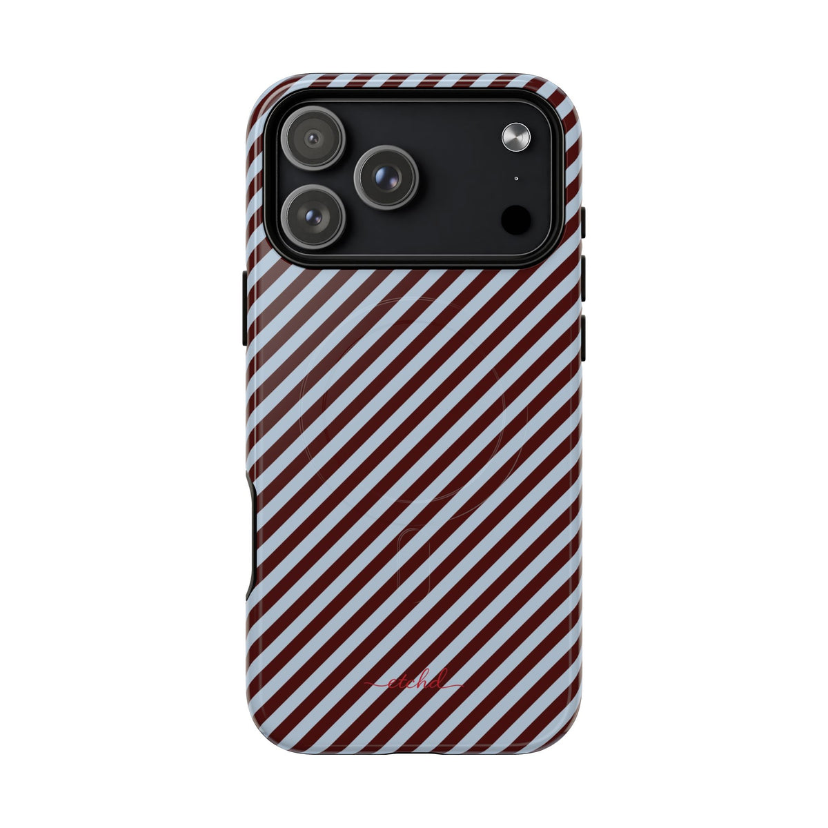 Blue & Cherry Striped Diagonal Magnetic Phone Case by etchd, view 31