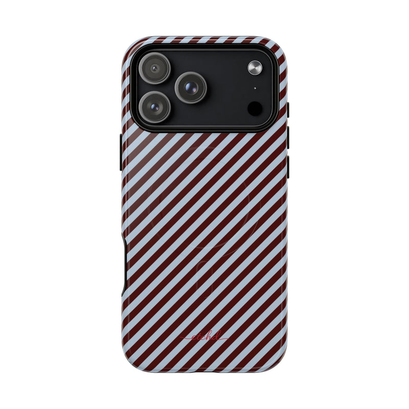 Blue & Cherry Striped Diagonal Magnetic Phone Case by etchd, view 31