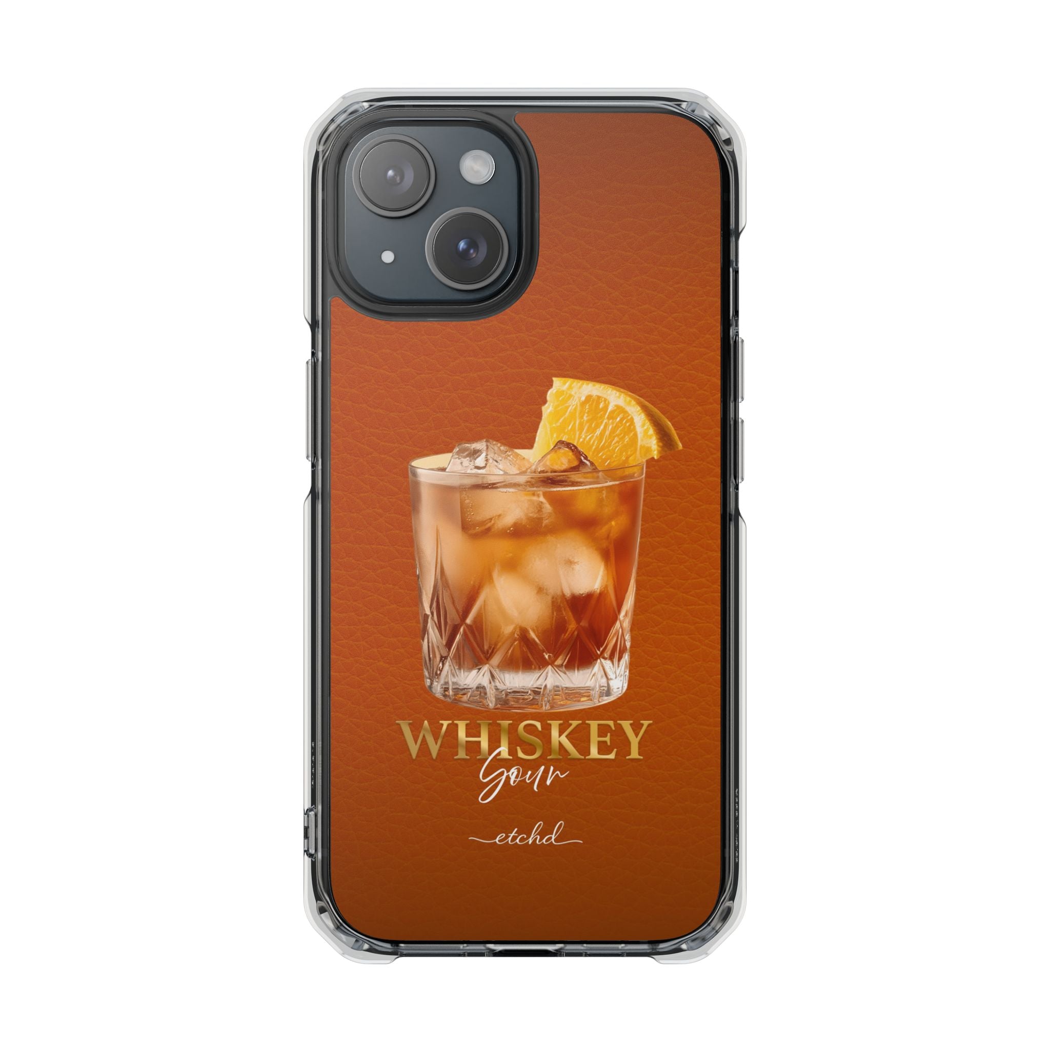 Whiskey Sour Clear Magnetic Phone Case by etchd, view 2