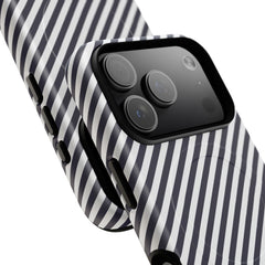 Navy & White Striped Diagonal Magnetic Phone Case by etchd, view 100