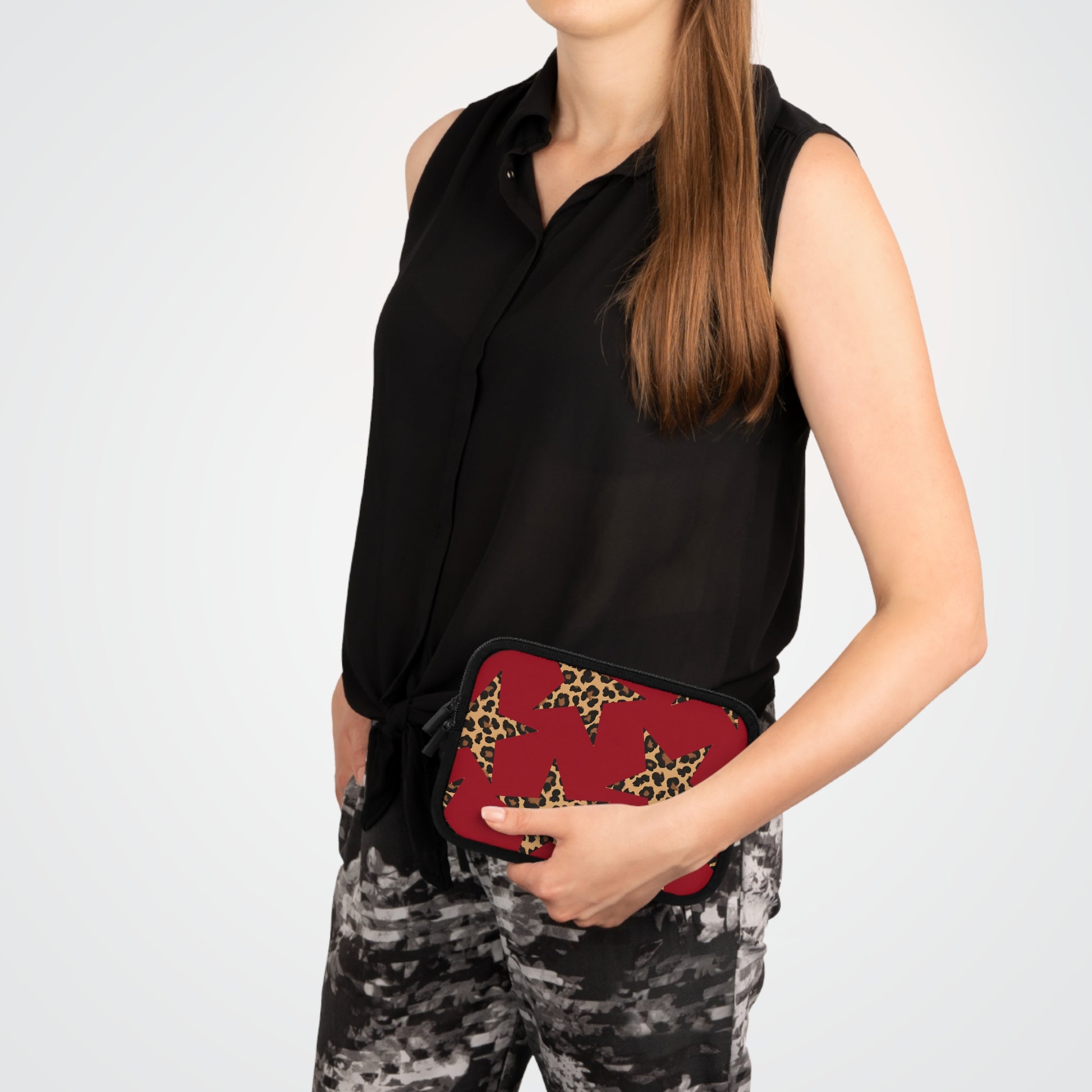 Red & Leopard Stars Laptop Sleeve by etchd, view 15