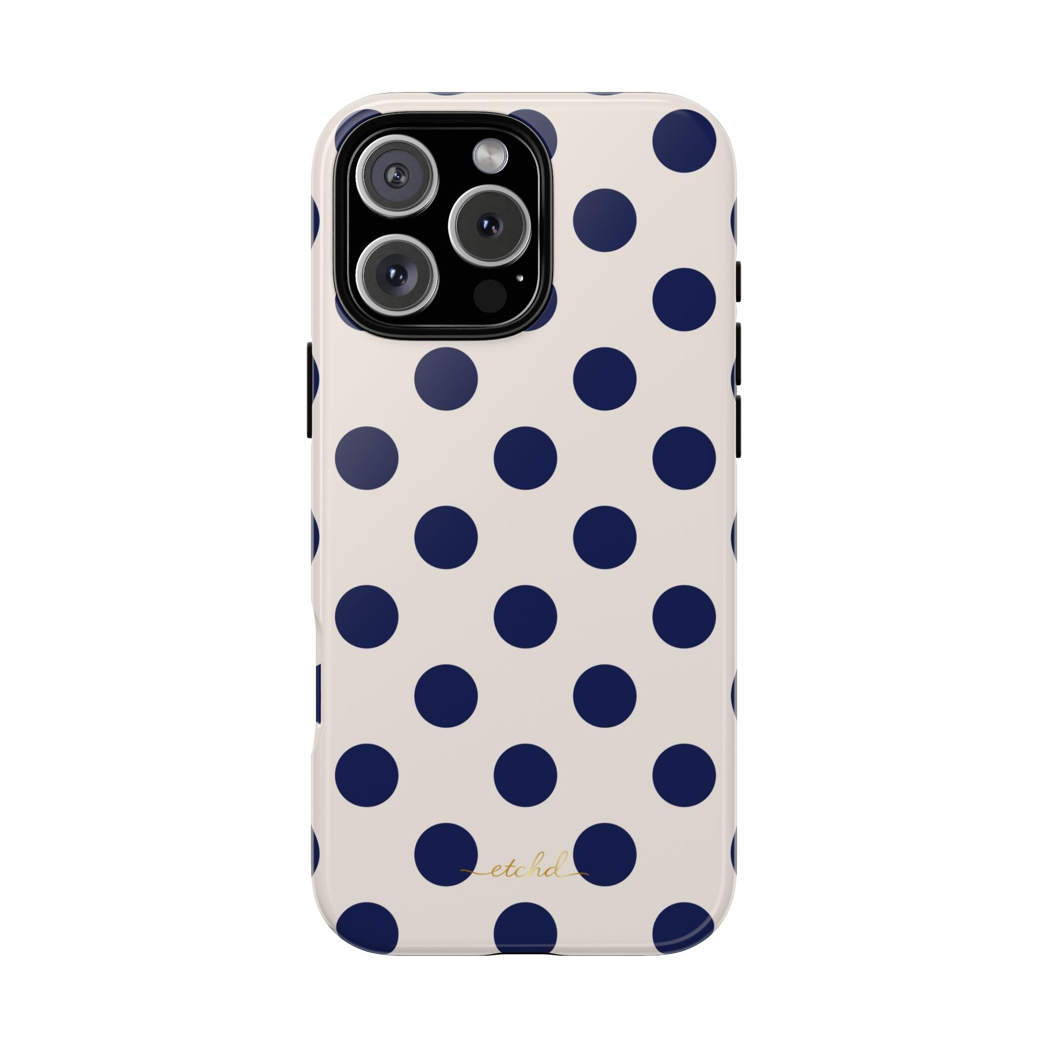 Navy & Cream Polka Dot Phone Case by etchd