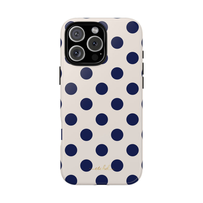 Navy & Cream Polka Dot Phone Case by etchd
