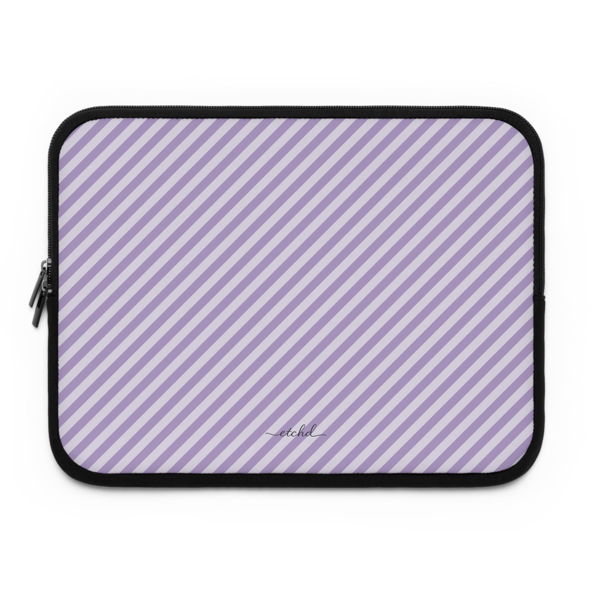 Lilac & Cream Striped Diagonal Laptop Sleeve by etchd