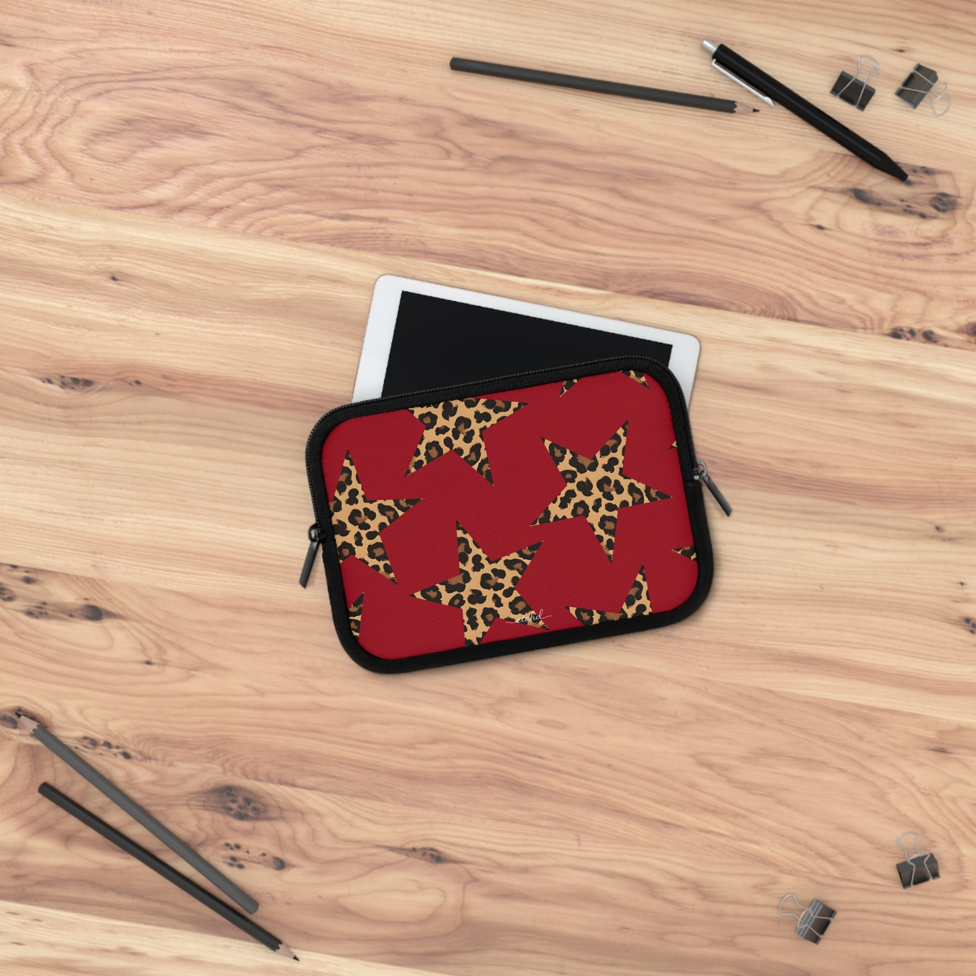 Red & Leopard Stars Laptop Sleeve by etchd, view 14