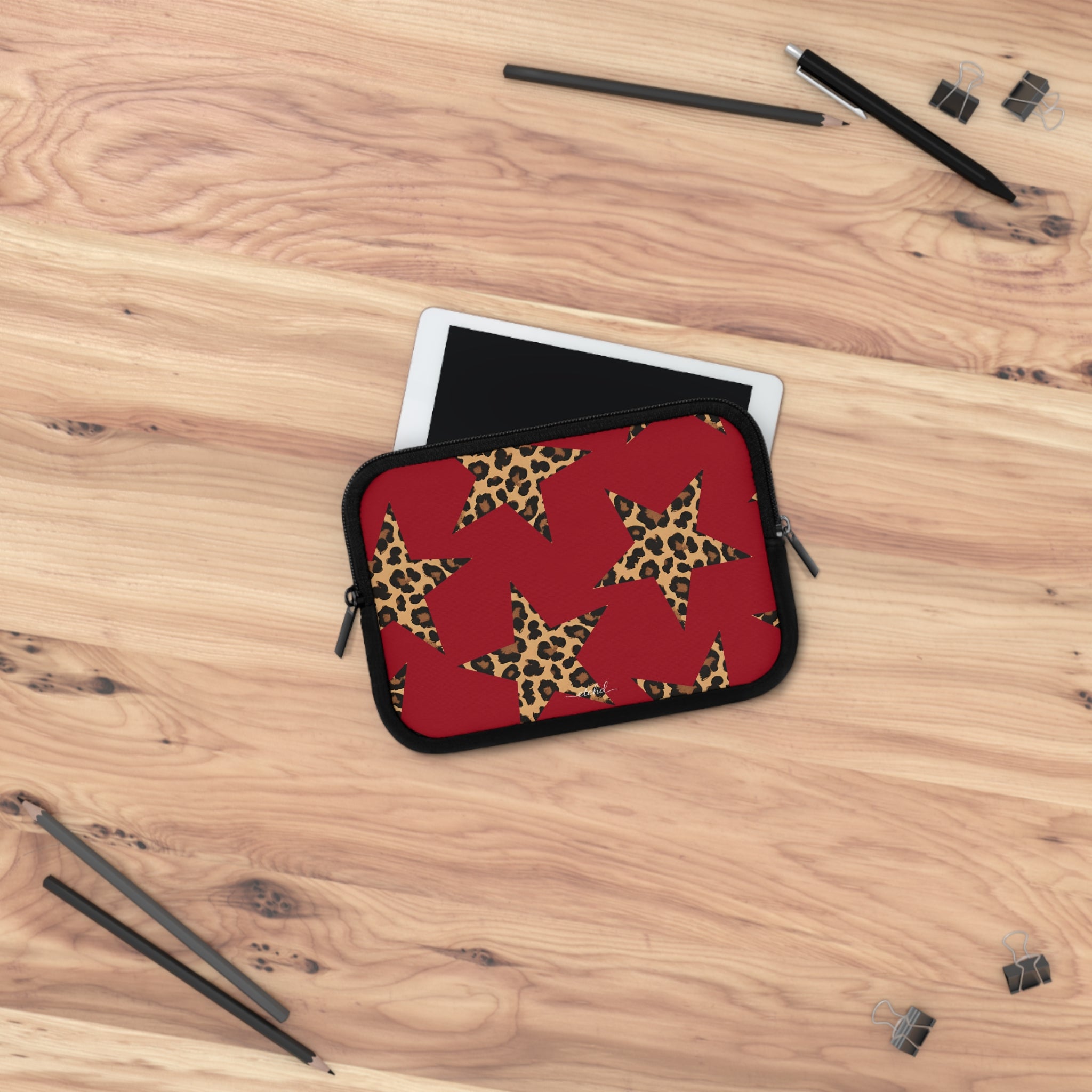 Red & Leopard Stars Laptop Sleeve by etchd, view 14