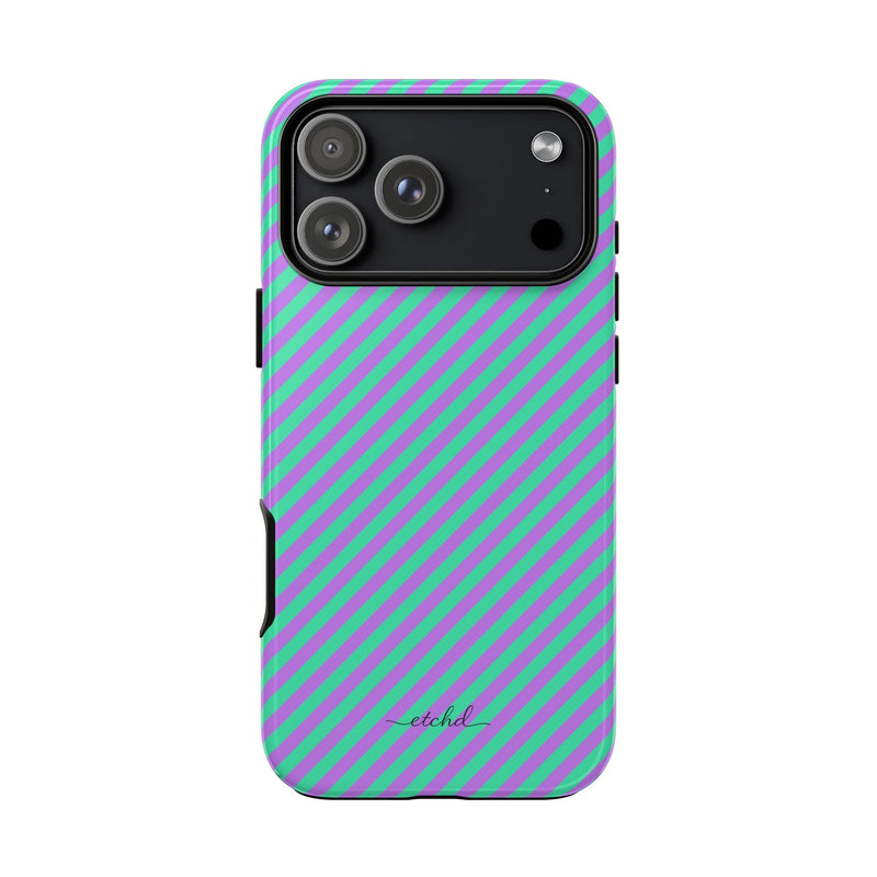 Lilac & Hypermint Striped Diagonal Phone Case by etchd, view 59