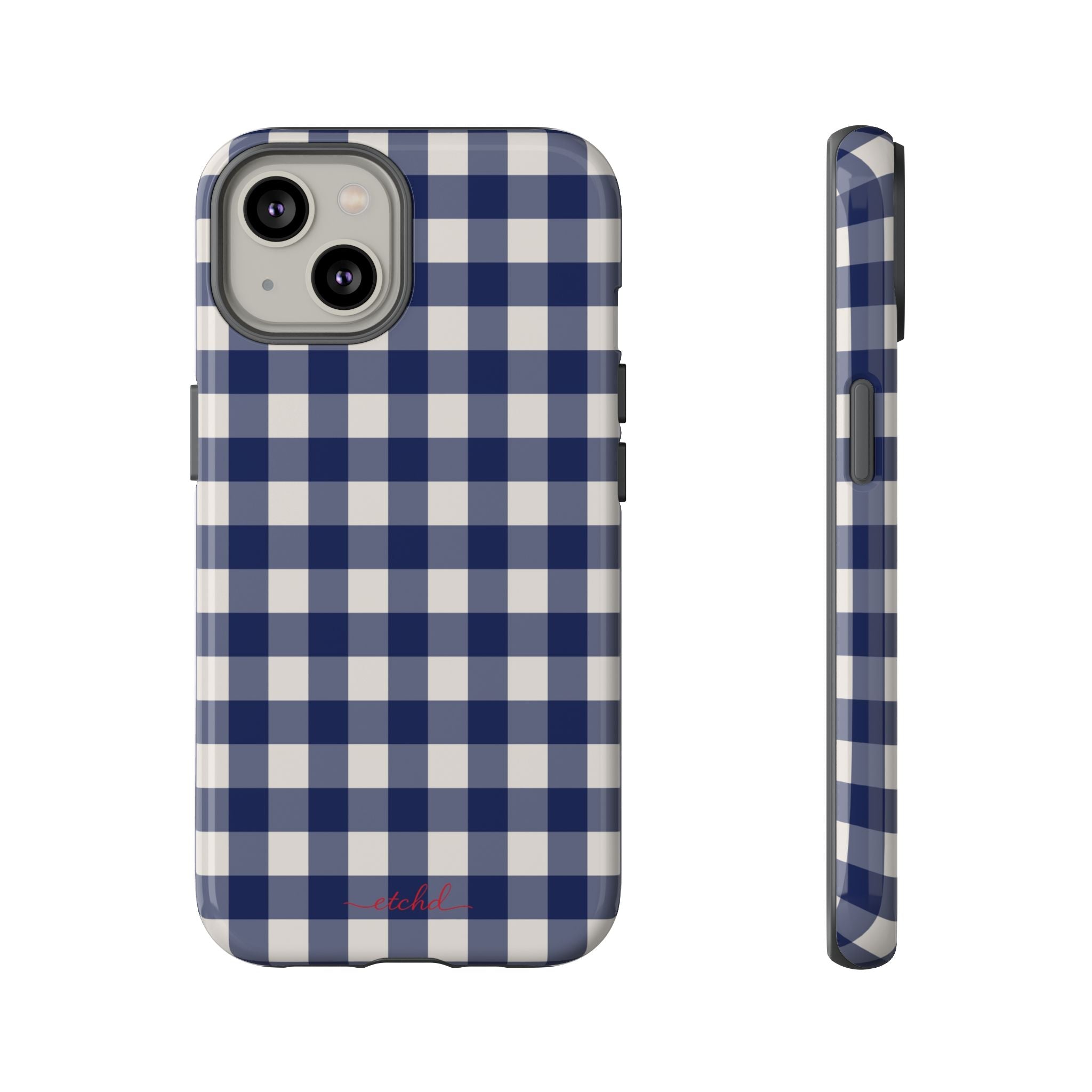 Navy & Cream Gingham Phone Case by etchd, view 2