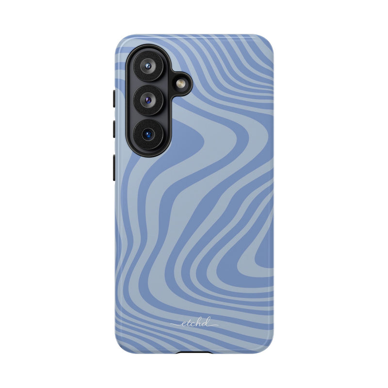 Blue Curved Lines Phone Case by etchd, view 61