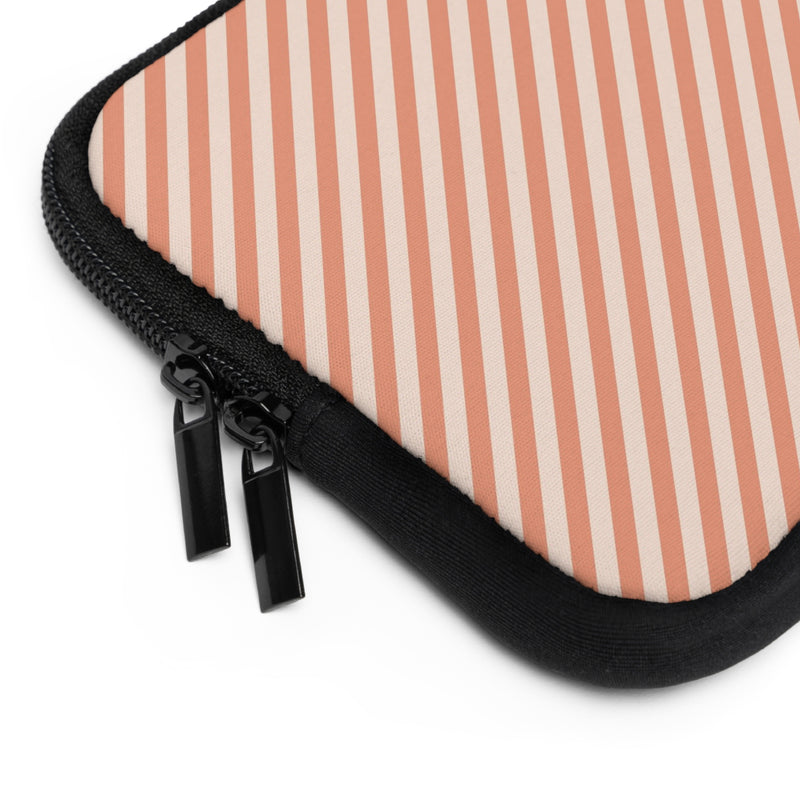 Coral & Cream Striped Diagonal Laptop Sleeve by etchd, view 12