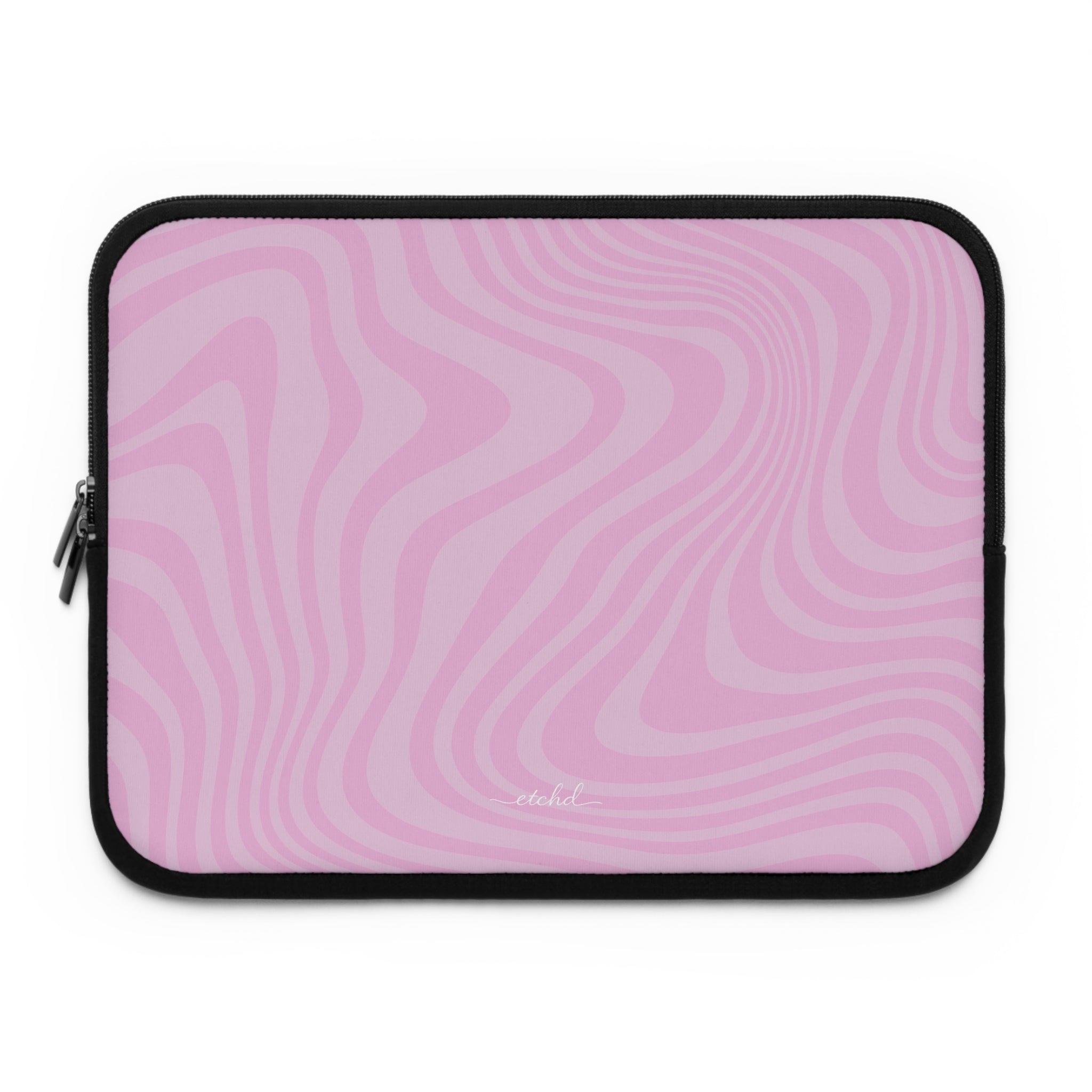 Pink Curved Lines Laptop Sleeve by etchd