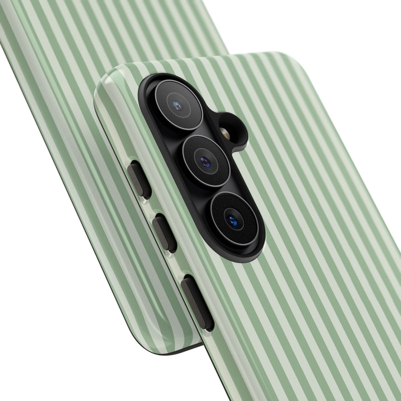 Sage & Cream Striped Phone Case by etchd, view 209