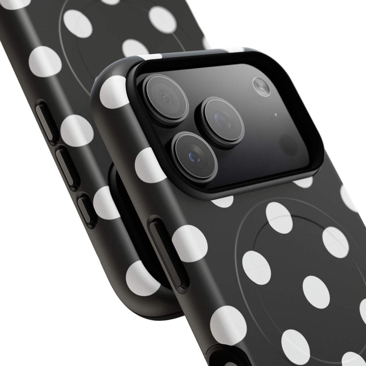 White & Black Polka Dot Magnetic Phone Case by etchd, view 100