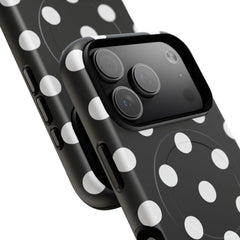 White & Black Polka Dot Magnetic Phone Case by etchd, view 100