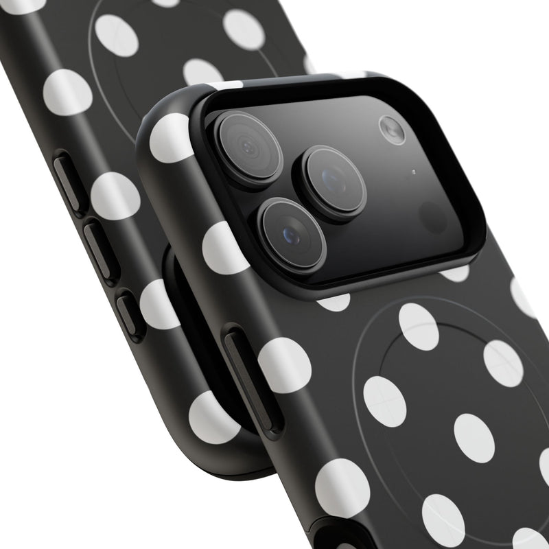 White & Black Polka Dot Magnetic Phone Case by etchd, view 100