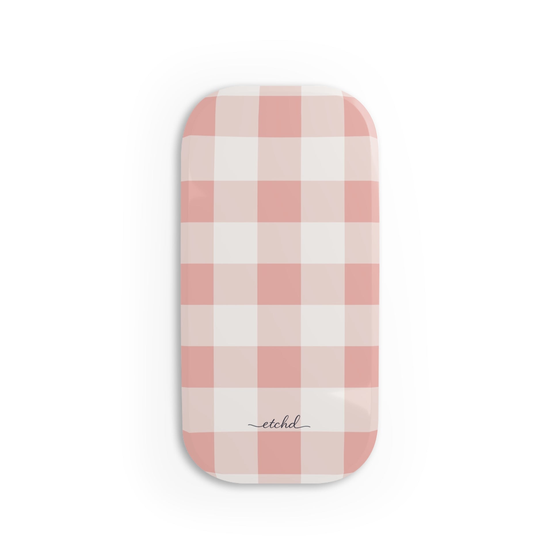 Blush & White Gingham Agarre clipsable para móvil de etchd