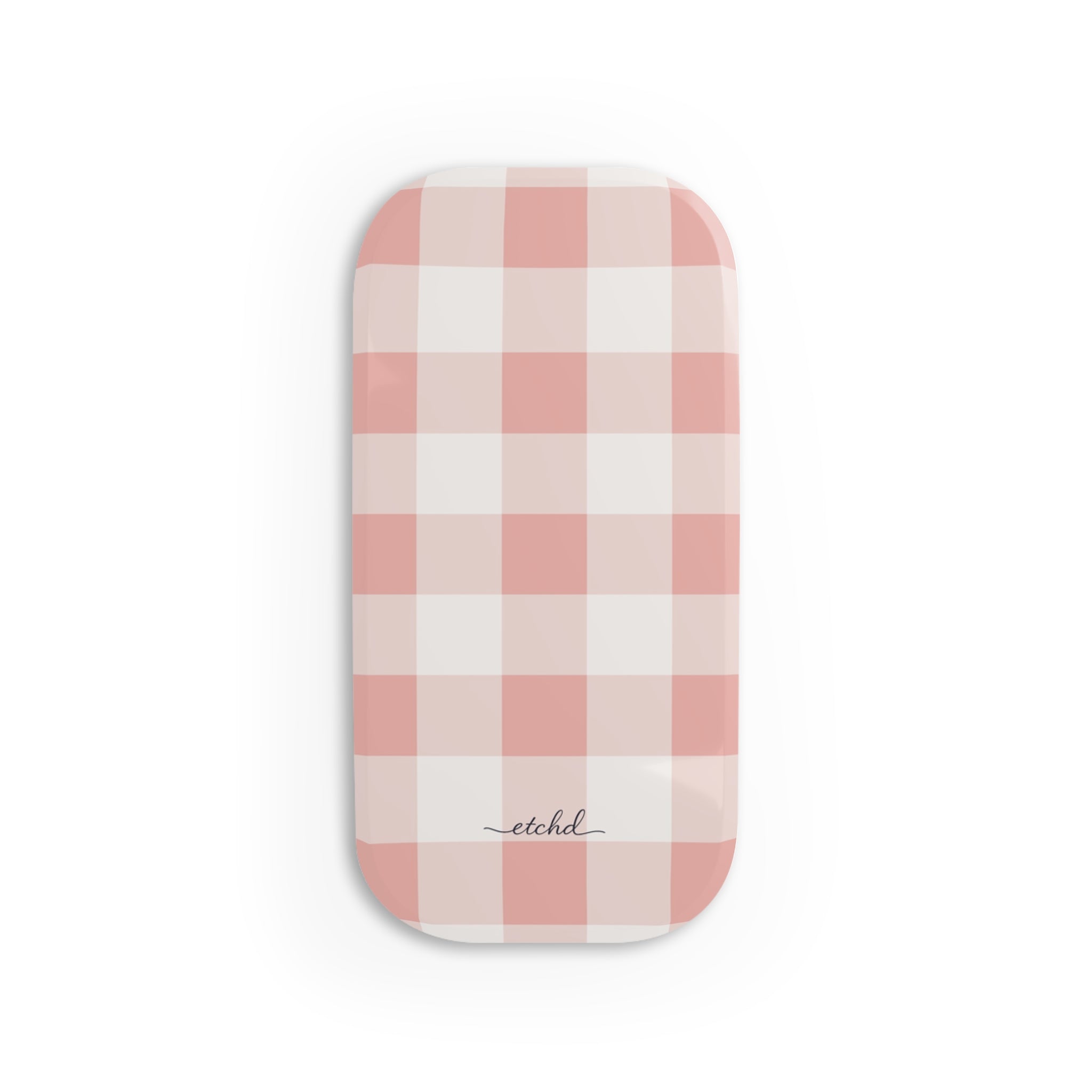 Blush & White Gingham Click-On Phone Grip by etchd