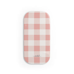 Blush & White Gingham Agarre clipsable para móvil de etchd
